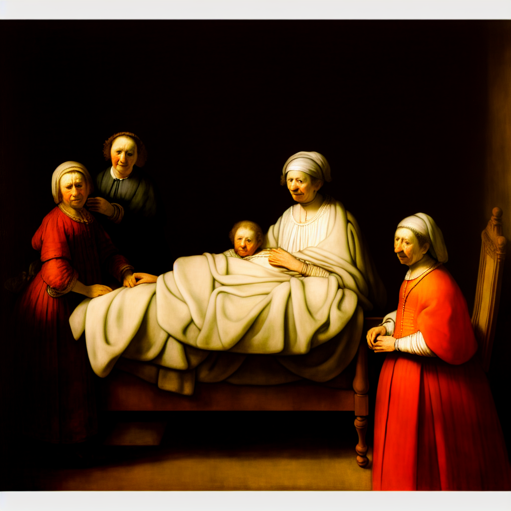  mother in sickbed hospital rembrandt style Carel Willink style .png