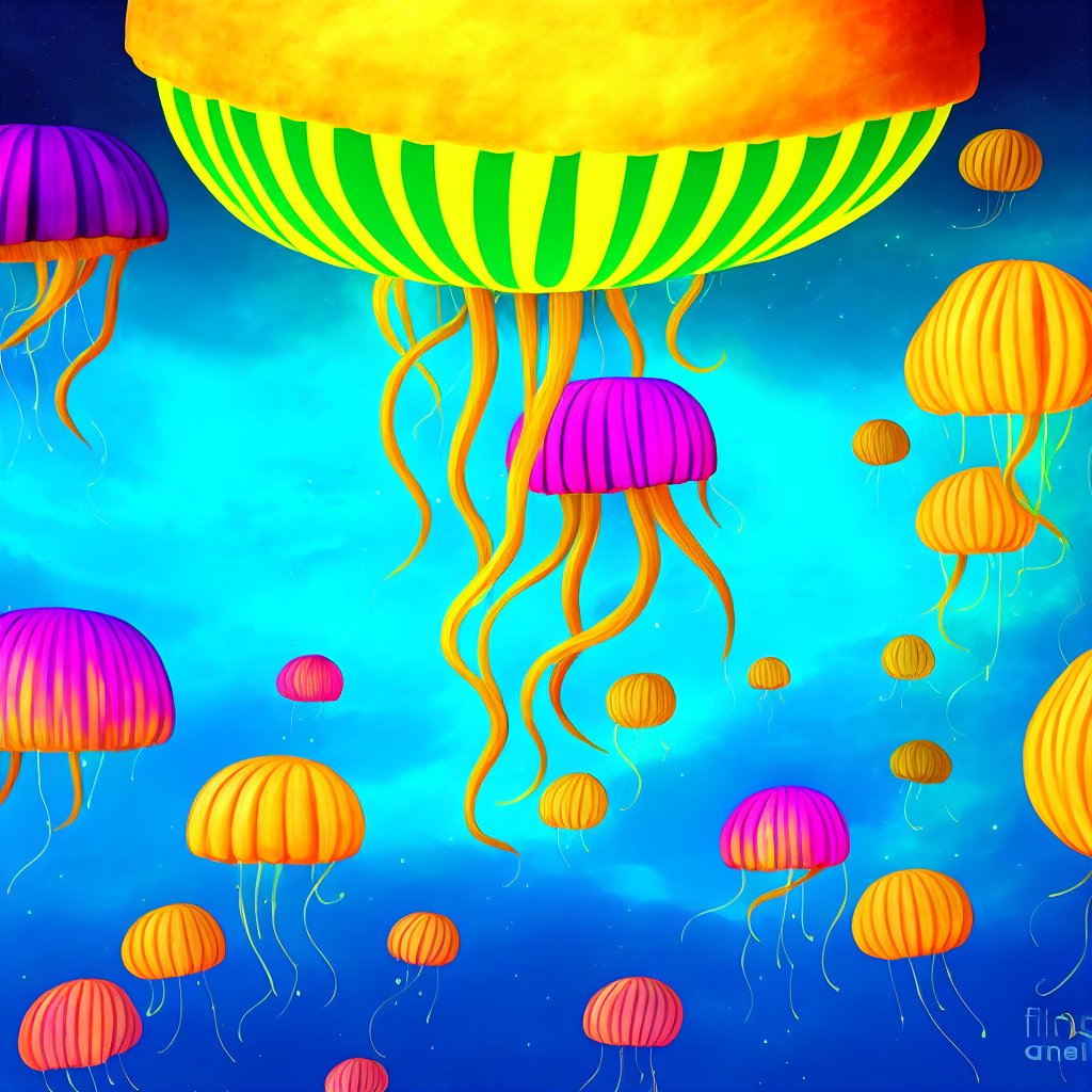portrait of Ubuntu Jellyfish, Concept art, digital art, mural, highly detailed, vibrant