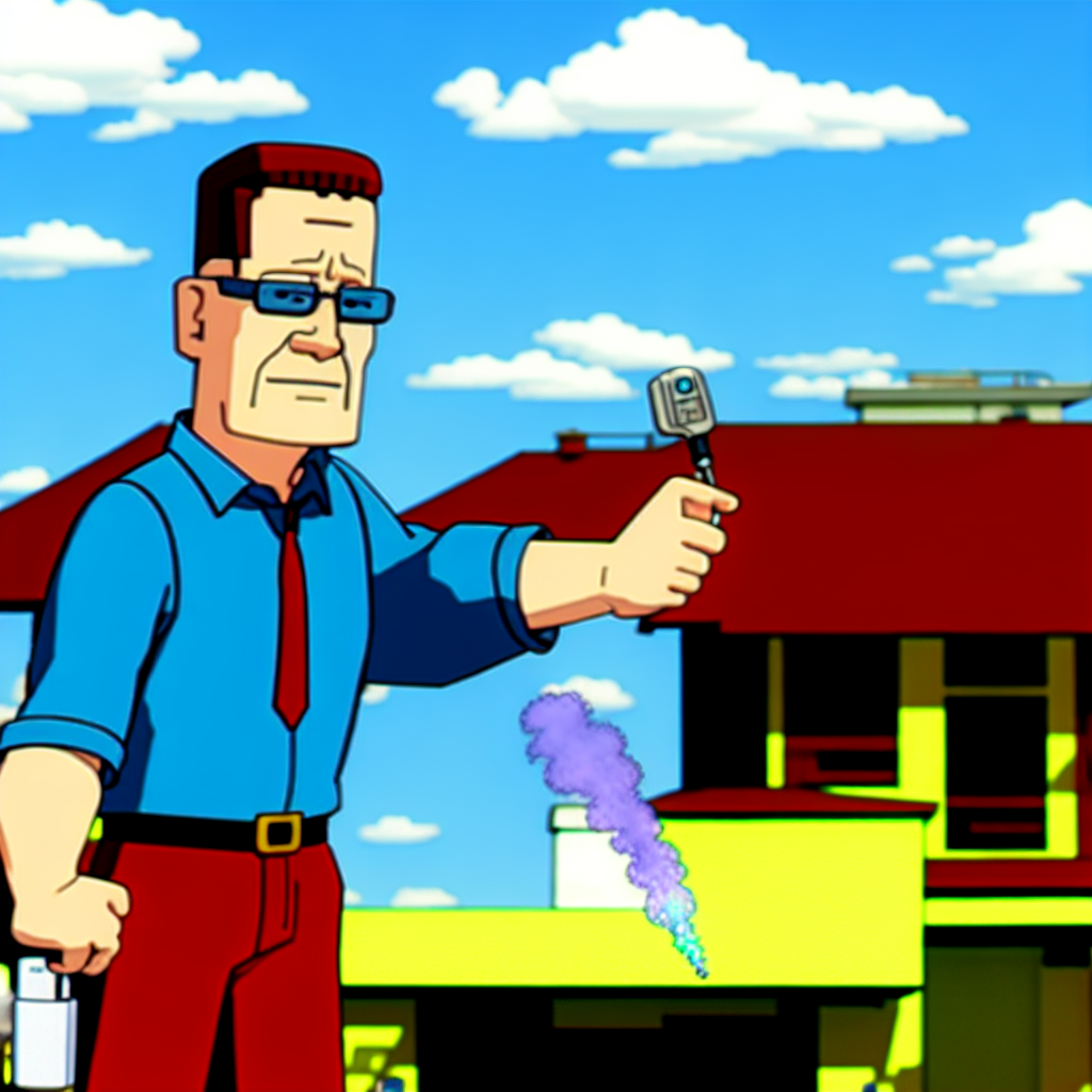 Hank Hill selling propane and propane accessories, fotorealistic, hyperrealism .png