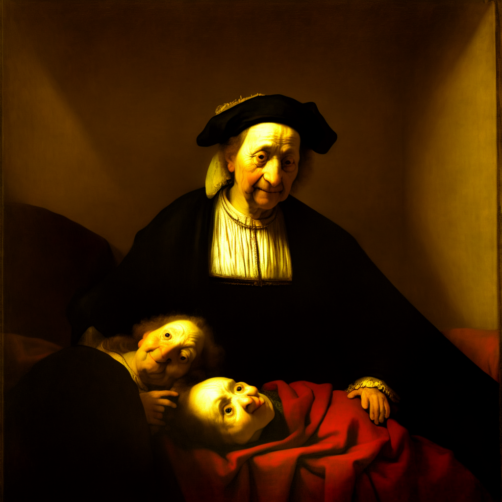  mother in sickbed hospital rembrandt style Carel Willink style .png