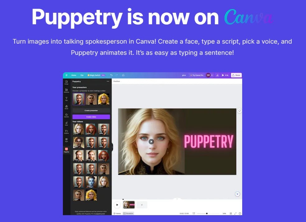 How to Use Puppetry on Canva in 7 Steps